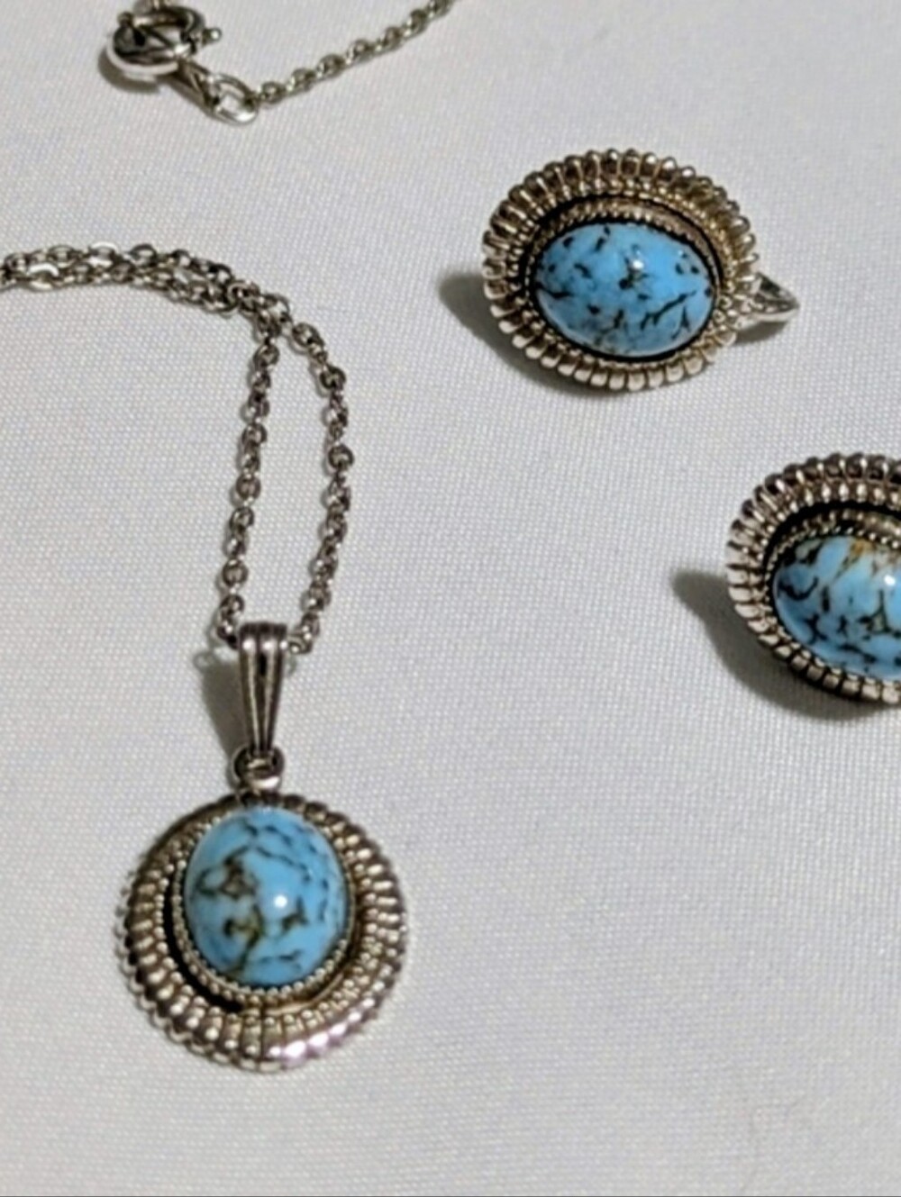 Vintage AMCO 14kGO Gold Jewelry Set With Turquoise Cabochons